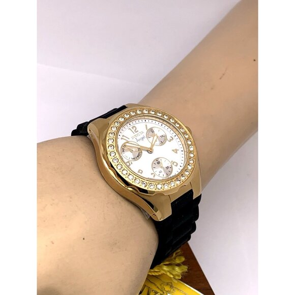 Invicta Women\'s Watch 1643 Angel Quartz White Dial Gold Black Rubber Strap 38mm main image 9